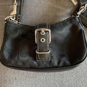 Authentic Vintage Coach Monogram Canvas Shoulder Bag and Coin Purse.